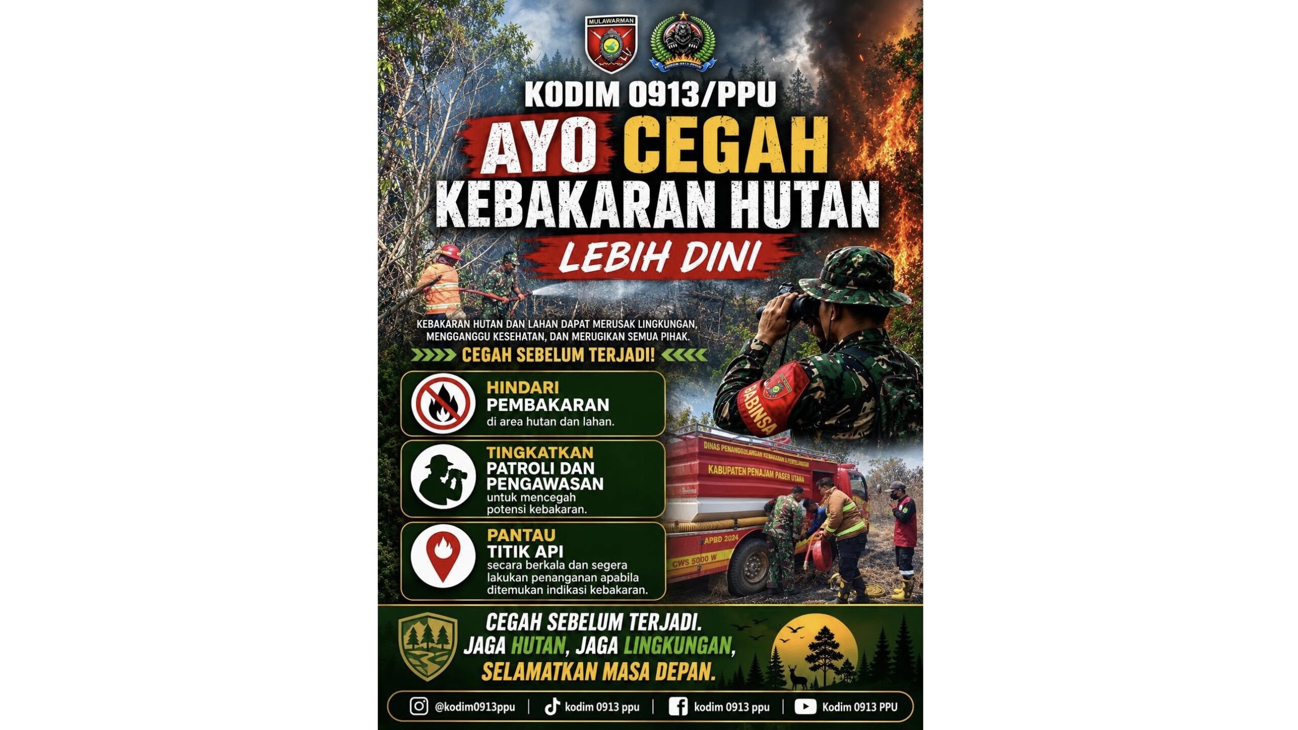 Antisipasi Kemarau, Kodim 0913/PPU Gencarkan Kampanye Pencegahan Karhutla